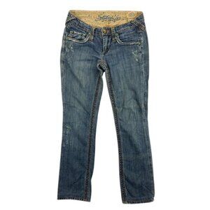 Stitch's Maya Jeans Womens 27 Dark Wash Straight Leg‎ Stretch Low Rise Denim